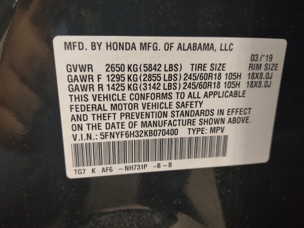 2019 Honda Pilot EX - Photo 26